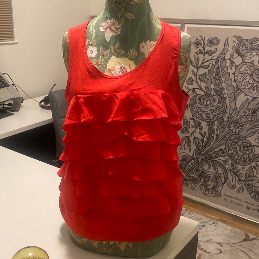 Red ruffle blouse